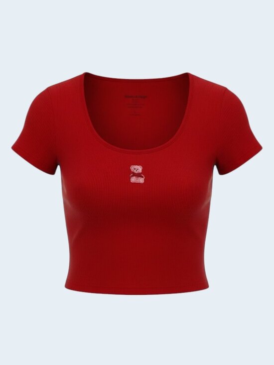 Sugarboo Other - Sugarboo Sleep Red Teddy Graphic Crop Top